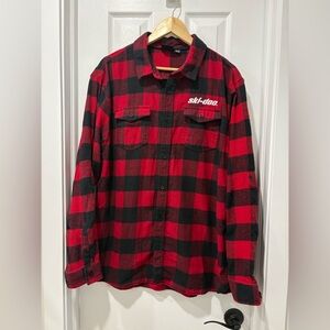 Ski-Doo Red and Black Plaid Shirt Button Up Mens 2XL